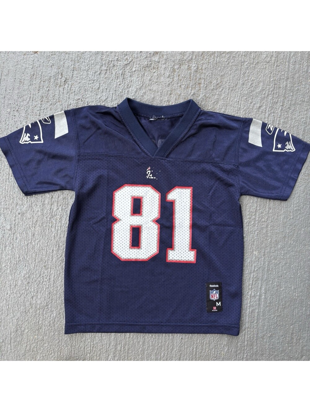 2000s New England Patriots Randy Moss #81 NFL Reebok Jersey YOUTH Medium 5T